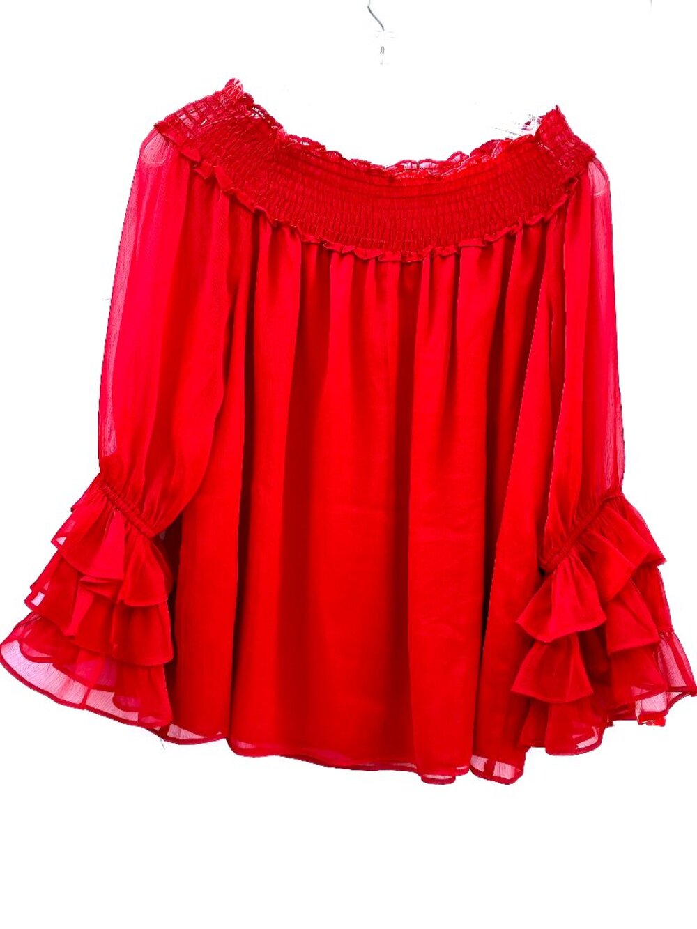 Women’s Cece Smocked Off The Shoulder Ruffle Sleeve Blouse, Small